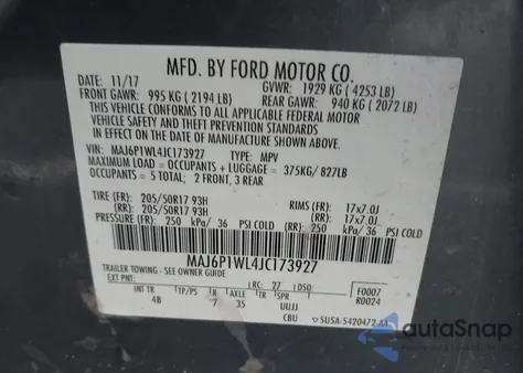 2018 Ford Ecosport Titanium from USA, damaged, VIN MAJ6P1WL4JC173927